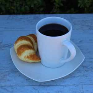 Fake coffee with Croissant
