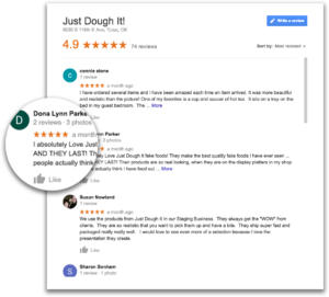 Just Dough It Landing Page Google Review