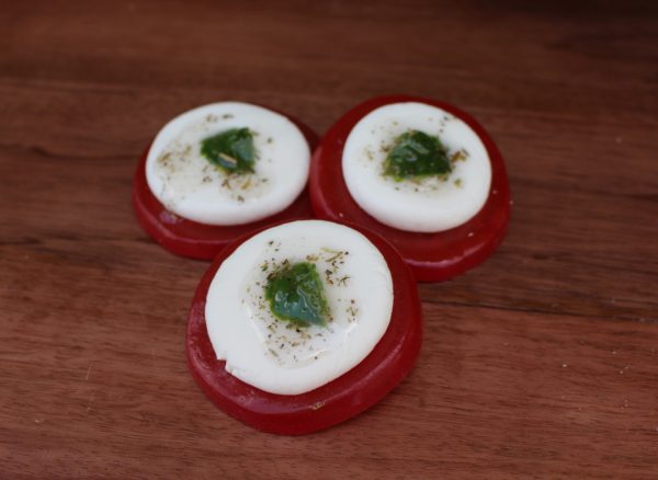 Fake Tomato Slice topped with Mozzarella